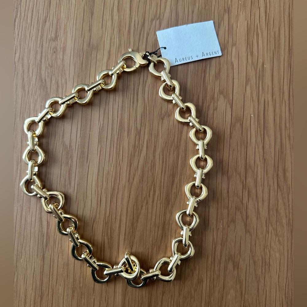 Banana Republic AUREUS + ARGENT Teardrop 12k Gold Plated Large Link Necklace